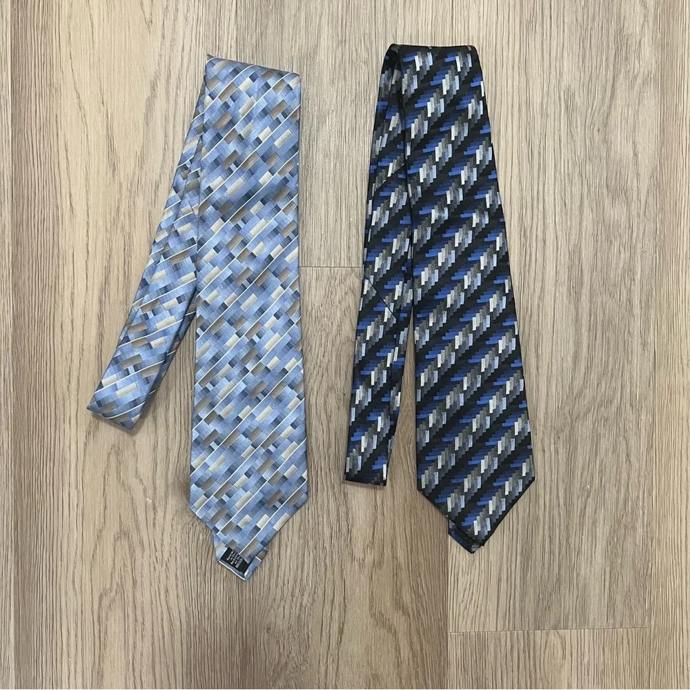 Van Heusen Blue and Black Silk Tie Bundle